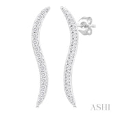 1/5 ctw Wave-Inspired Round Cut Diamond Fashion Stud Earring in 10K White Gold